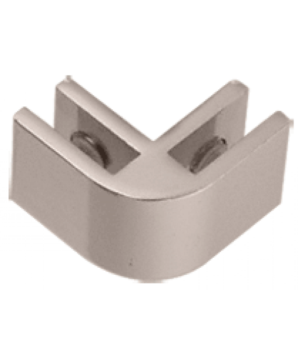 Chrome Anodized Aluminum 2-Way 90° Connectors for 1/4 inch Glass