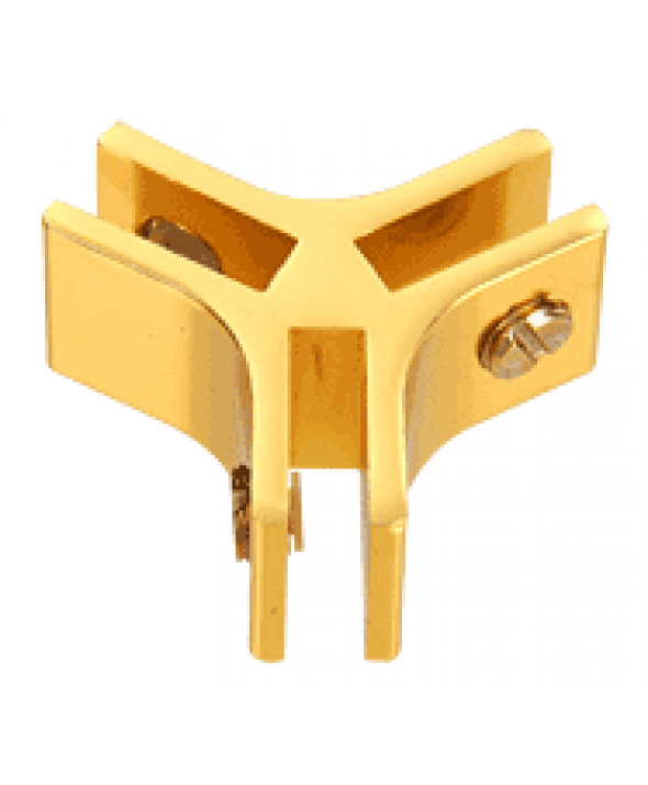 Gold Anodized Aluminum 3-Way 120° Connectors for 1/4 inch Glass