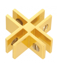 Gold Anodized Aluminum 4-Way 90° Connectors for 1/4 inch Glass