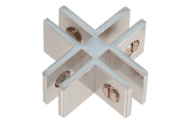 Chrome Anodized Aluminum 4-Way 90° Connectors for 1/4 inch Glass